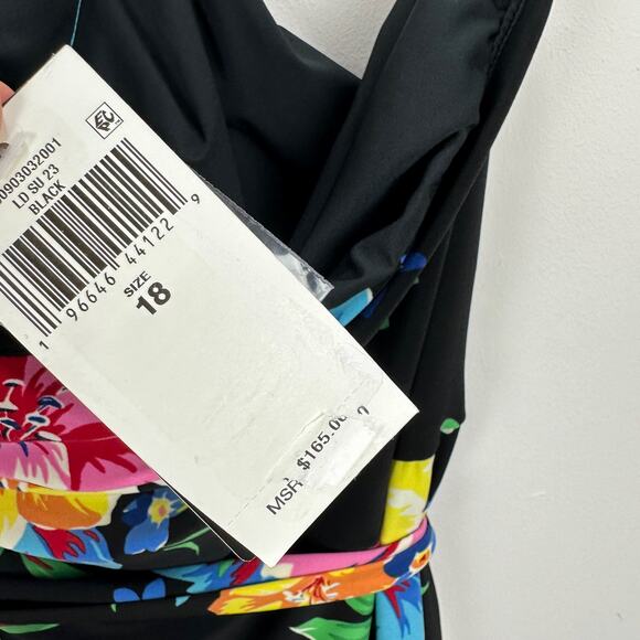 Lauren Ralph Lauren Floral Halter Dress Knee Length Stretch Jersey US 18 NWT - Picture 14 of 16